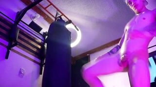 18YO Latino Jock Pounds Bag Big Cock Swings Dripping Cum Explosion