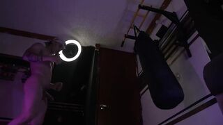 18YO Latino Jock Pounds Bag Big Cock Swings Dripping Cum Explosion
