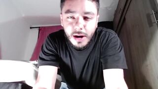 Hairy Colombian Beast Dances Uncut Cock Gushes Massive Load Dripping Cum