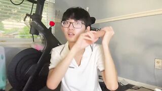 Skinny Asian Twink Speedo Dildo Ride Gushes Cum Explosion