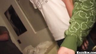 Frat Bros Pants Yanked Down Choked Gushing Cum Dorm Destroyed