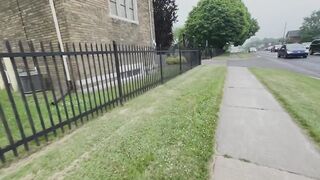 Public Park Big Dick Teen Gushes Cum All Over Cute Statue Bunny Watches