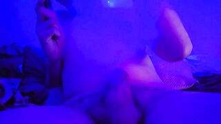 Blue Lit Stoned Gay Hunk Jerks Gushing Cum Explosion Quickie