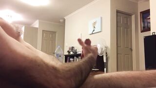 Hairy Bear Jerking Huge Uncut Cock Gushes Thick Cum Ropes