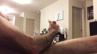 Hairy Bear Jerking Huge Uncut Cock Gushes Thick Cum Ropes