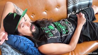 Stoner Daddy Maxx Gushes Huge Couch Cumshot Destroyed