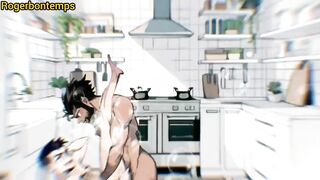 Black Hulk Destroys Anime Twink Hole Kitchen Quickie Cum Gush