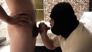 Chubby Cock Chokes Masked Buddy Brutal Mouth Fuck Gush