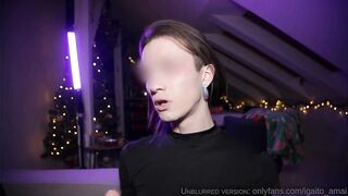 Femboy Ass Destroyed by Thick Dildo Gushing Cum Solo Night Fuck