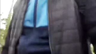 Trucker Daddy Jerks Massive Cock Gushes Cum Public Woods Explosion
