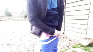 Trucker Daddy Jerks Massive Cock Gushes Cum Public Woods Explosion