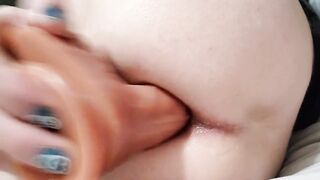 Huge Lifelike Dildo Destroys My Tight Gay Ass Gushing Cum