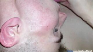 Femboy Twink Chokes Gagging on Huge Dick Cum Floods Throat