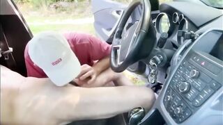 Parking Daddy Guzzles Gushing Big White Cock Cum Flood