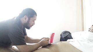 Chubby Pinoy Tropa's Curved Hairy Dick Chokes Bearded Sucker Gushing Cum