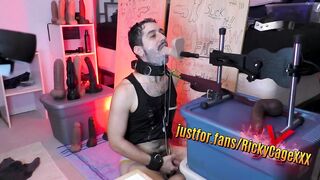 Ricky Cage's sloppy throat fucked deep throat swallowed machine cum