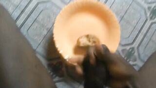 Gay cuckold husband gets huge cumshot then eats it all before choking on the load