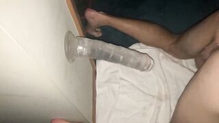 Twink stuffed soaking creamy dildo ride ruined ass