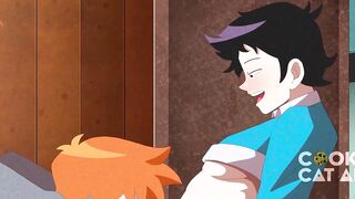 Horny twink roommates get fucked raw in a wild yaoi foursome with muscle hunks