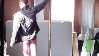 Gay amateur male stripper dancing raw