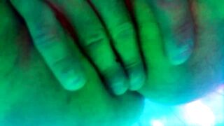 Big white cock bursting in tanning bed squirt messy solo play