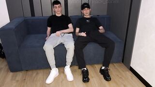 Two friends dirty socks and smelly Nike shoxs get gay kissed on TV
