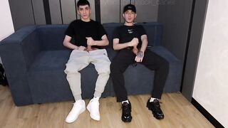 Two friends dirty socks and smelly Nike shoxs get gay kissed on TV