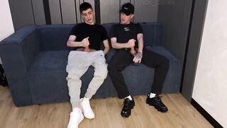 Two friends dirty socks and smelly Nike shoxs get gay kissed on TV