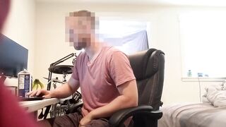My straight roommate stripped for me after the gym and then blew his thick load all over his hairy chest