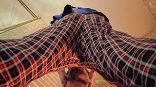 Bearded roommate gets mouth fucked then drenched with piss and cum perfect feet worship session