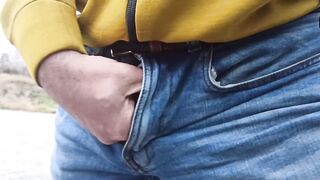 Someone can see me cumming outside while peeing raw