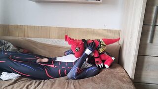 My Guilmon is back from trip and covered in sticky cum