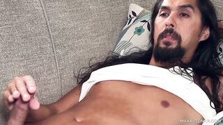 Gay long hair white trash destroys himself with a slow motion cumshot