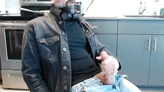 Daddies Huge Cock Dripping Cum for His Beard