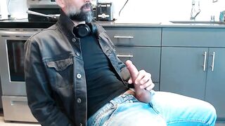 Daddies Huge Cock Dripping Cum for His Beard