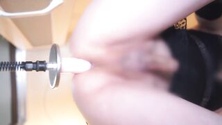 Doggy style dildo wrecks tight ass squirting in crossdresser freakout