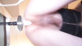 Doggy style dildo wrecks tight ass squirting in crossdresser freakout