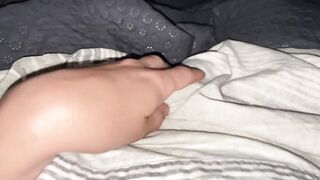 Shaved uncensored teen jerks off massive uncut dick solo until thick load drips down balls