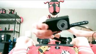 New horny pup’s toy unboxing fuck machine gets ravaged bottom