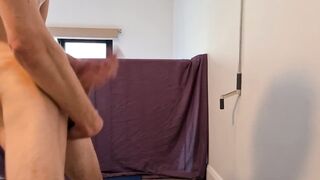 Hung skinny twink gushes thick cum