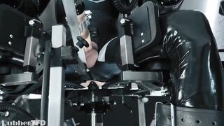 Twink Fucks Machine until Choked Breathless in Latex Catsuit