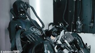 Twink Fucks Machine until Choked Breathless in Latex Catsuit