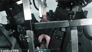 Twink Fucks Machine until Choked Breathless in Latex Catsuit