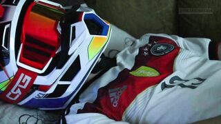Twink wanks in MX helmet and nike sneakers big cock throbbing alone