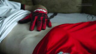 Twink wanks in MX helmet and nike sneakers big cock throbbing alone