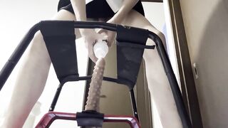 Gay solo dildo anal cum explosion while masturbating in tight Japanese uniform