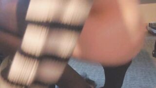 Femboy takes huge dick in tight ass gushing cumshot