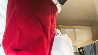 Santa pounds his big toy behind view moaning deep