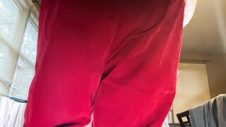 Santa pounds his big toy behind view moaning deep