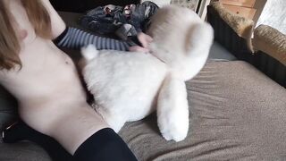 Cute Femboy Humps Plushie Desperately Until Big Load Paints It White